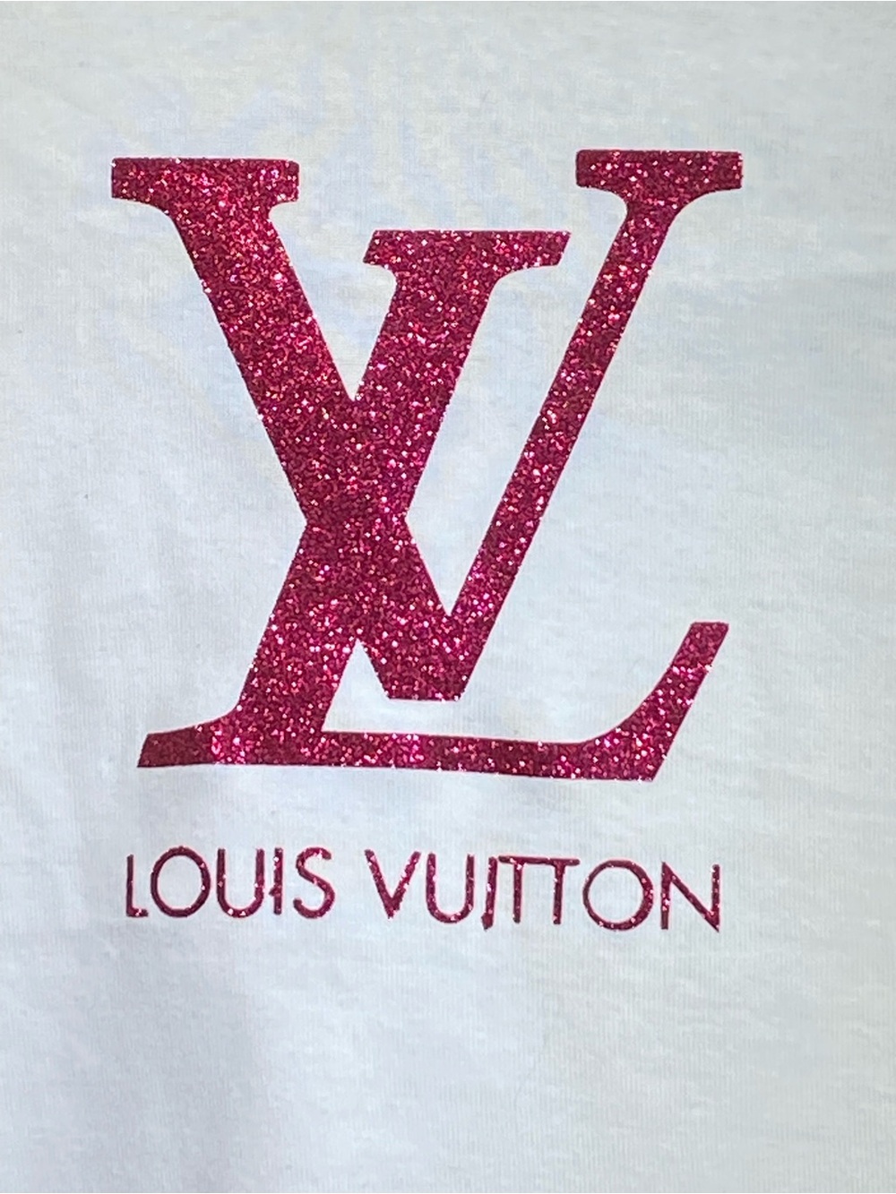 LV INSPO White Short Sleeve Tee with Pink Glitter Logo - Picture 2 of 8